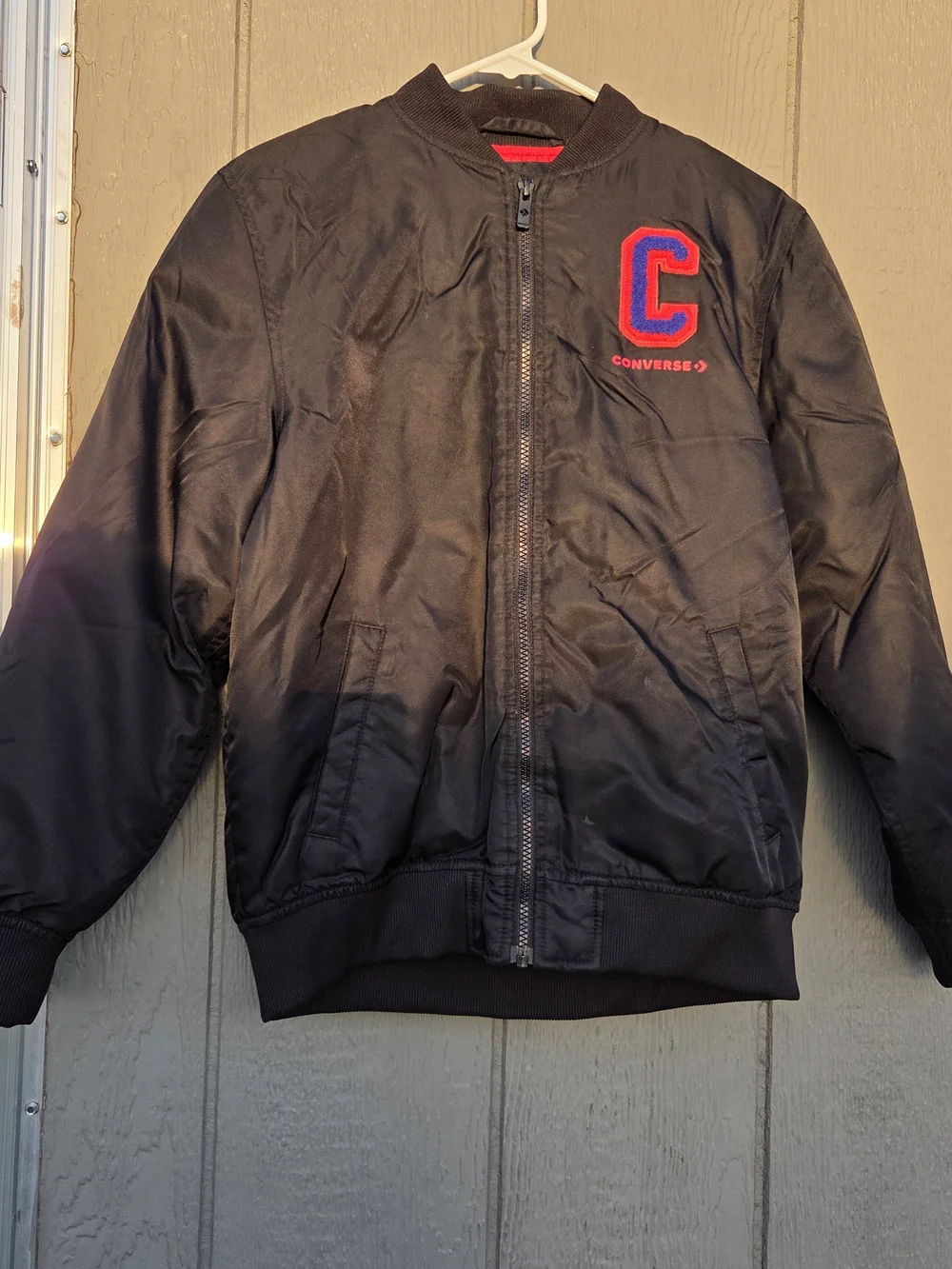 Converse Black Bomber Jacket with Red & Blue 'C' Patch